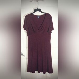 CHAPS XL Fit & Flare Short Sleeve Midi Wrap Dress